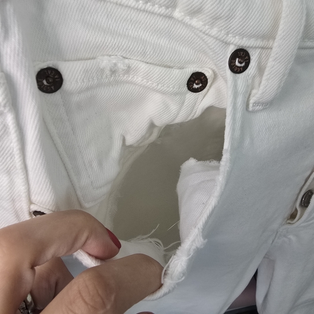 Agolde Riley Crop Jeans in white Flawed high-rise straight leg some stretch - Picture 13 of 13